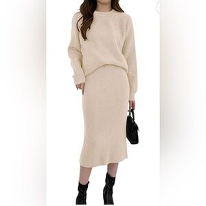 New Chouyatou Women's Two Piece Sweater Skirt Sets Knit
Sweater Top (L)